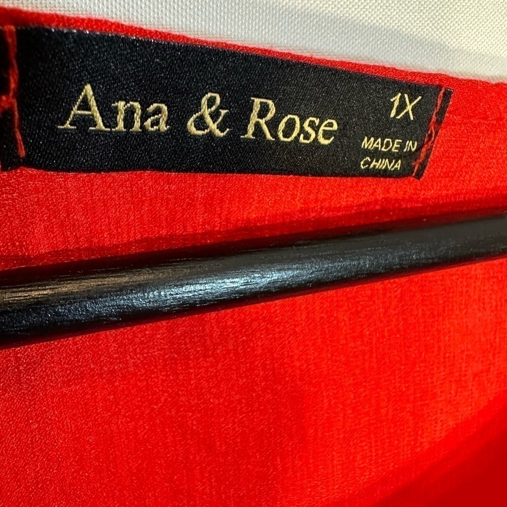Ann & Rose Boho Embroidered Red Floral 3/4 Puff Sleeve Tunic Top Blouse Size 1X - Picture 3 of 10